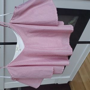 Cropped red/white LoveJ shoulderless shirt